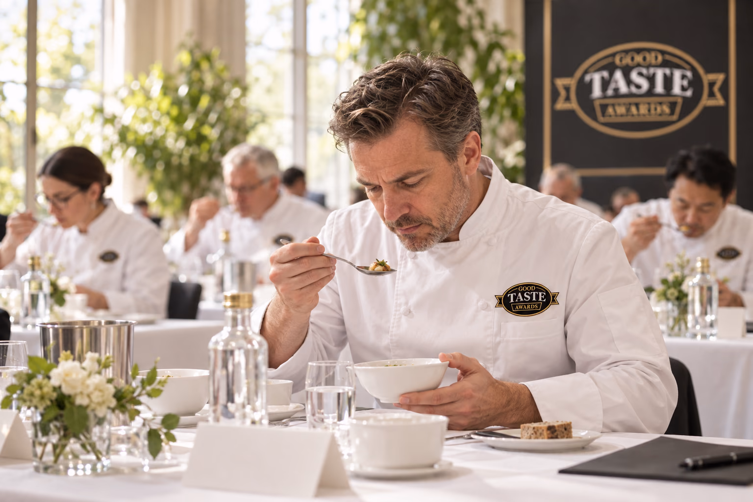 A diverse assessment panel tasting products independently
