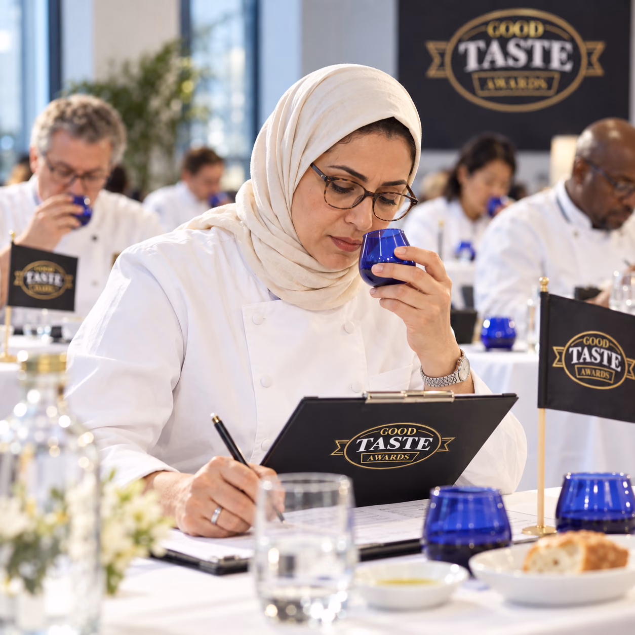 An assessor recording observations during a tasting