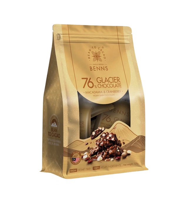 76% Macadamia & Cranberry Glacier Chocolate